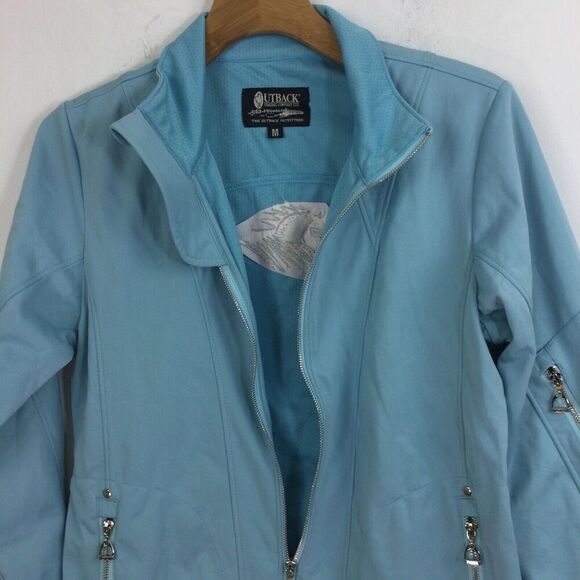 Outback Trading Company Full Zip Jacket Equestrian Blue Horse Design Sz Medium - Picture 6 of 12
